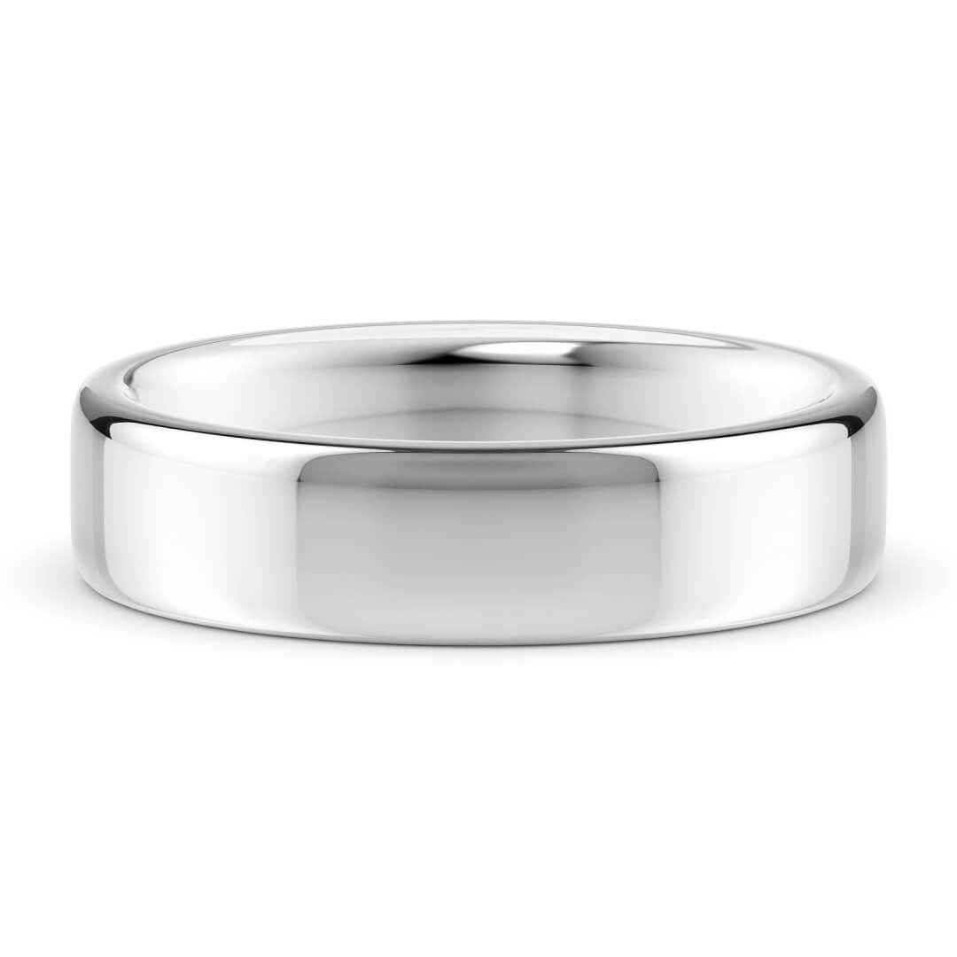 Wedding Ring in White Gold (9k) with a Heavy profile and 5mm width