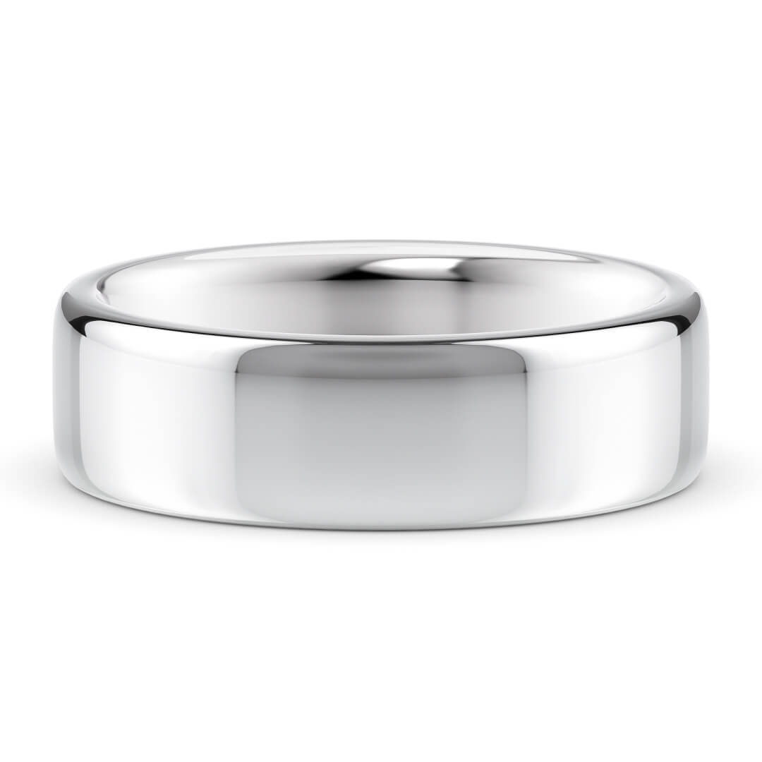Wedding Ring in White Gold (9k) with a Heavy profile and 6mm width