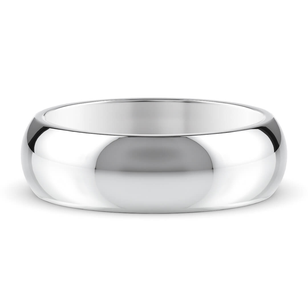 Wedding Ring in White Gold (9k) with a Heavy profile and 6mm width