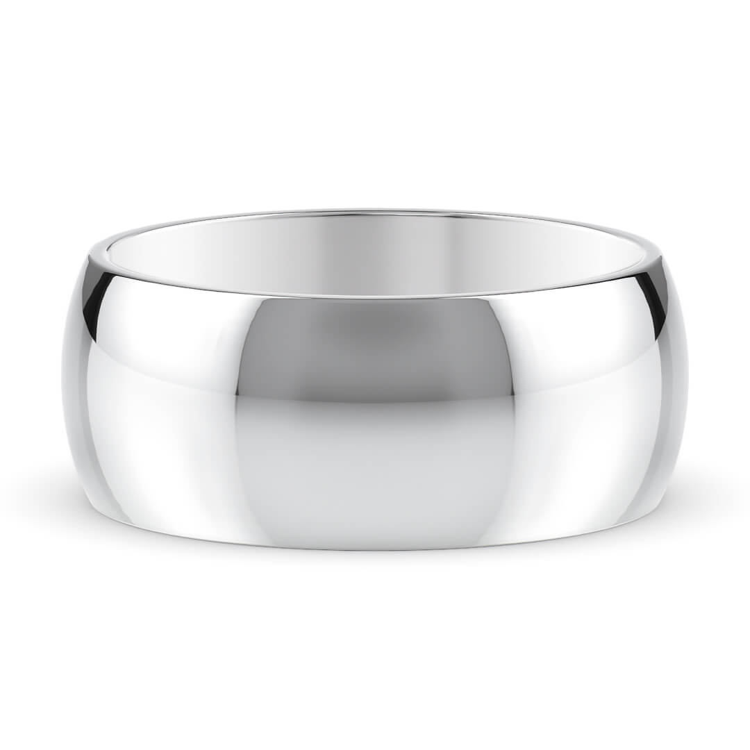 Wedding Ring in White Gold (9k) with a Light profile and 8mm width