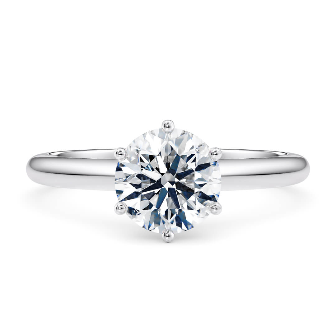 Anello di fidanzamento in Oro Bianco (18k) con Rotondo 0.90 ct diamante di colore H e purezza SI1 tipo