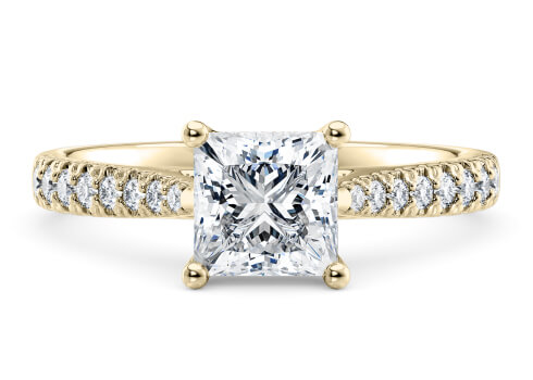 Kindrea in Yellow Gold set with a Princess cut diamond.