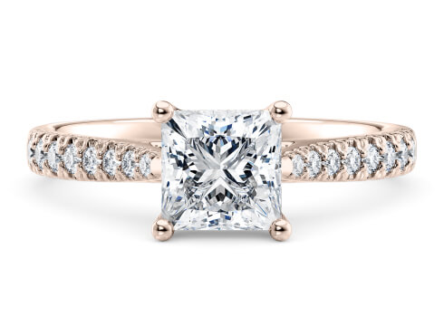 Kindrea in Rose Gold set with a Princess cut diamond.