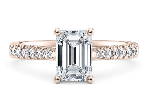 Kindrea in Rose Gold set with a Emerald cut diamond.