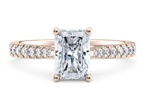 Kindrea in Rose Gold set with a Radiant cut diamond.