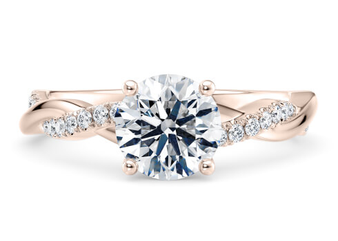 Pirouette in Rose Gold set with a Round cut diamond.