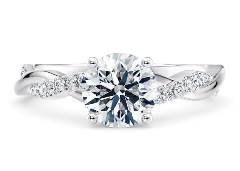 Pirouette in Platinum set with a Round cut diamond.
