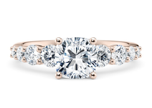 Lyra in Rose Gold set with a Cushion cut diamond.
