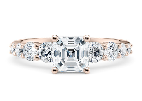 Lyra in Rose Gold set with a Asscher cut diamond.