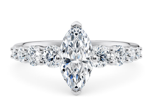 Lyra in White Gold set with a Marquise cut diamond.