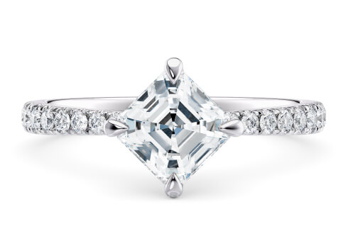 Asteria Compass in White Gold set with a Asscher cut diamond.