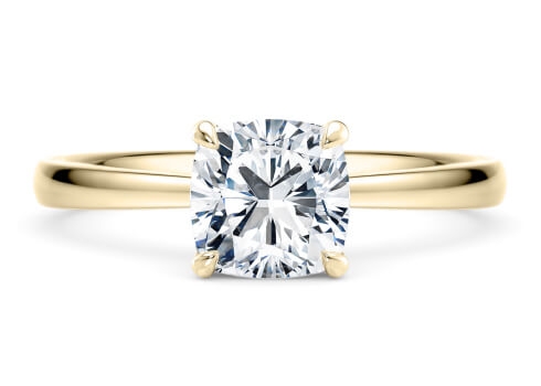 Starlight in Yellow Gold set with a Cushion cut diamond.