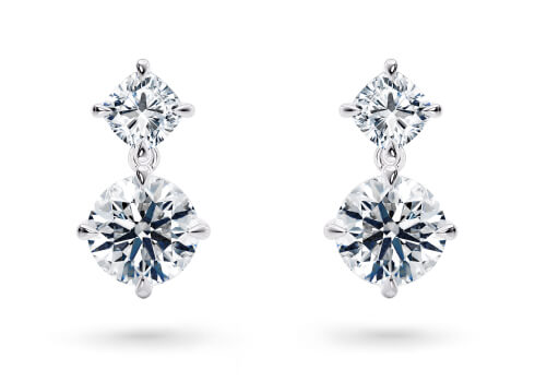 Saros Lab Grown Earrings in 白金 set with a 圆形 cut 钻石.