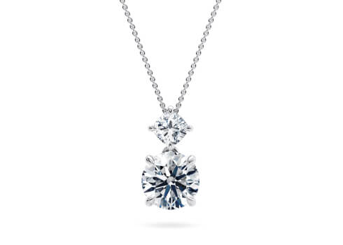 Saros Lab Grown Pendant in 白金 set with a 圆形 cut 钻石.