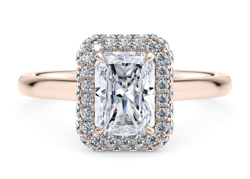 Cassia in Rose Gold set with a Radiant cut diamond.