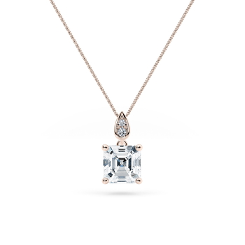 Primrose Necklace in Różowe złoto set with a Asscher cut diament.