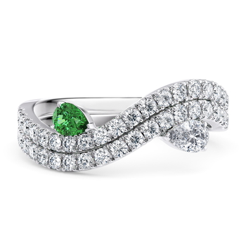 Duet Tsavorite Cocktail Ring in White Gold (9k)