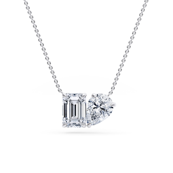Toi et Moi Emerald Necklace in 白金.
