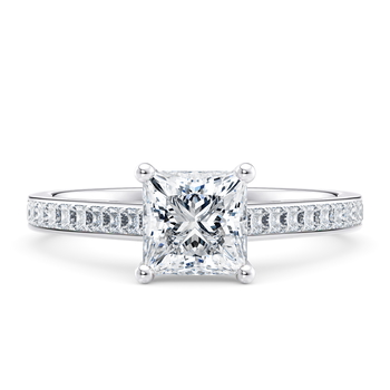 Aurora in Platinum set with a Princess cut diamond.