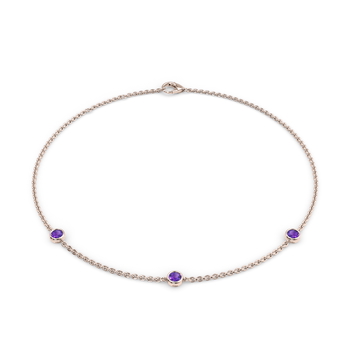 February Birthstone Bracelet - 3 stone in Or rose