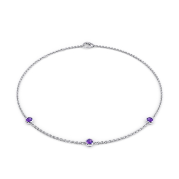 February Birthstone Bracelet - 3 stone in ذهب أبيض (9 قيراط)