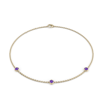 February Birthstone Bracelet - 3 stone in Gelbgold 
