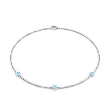 March Birthstone Bracelet - 3 stone in 白金