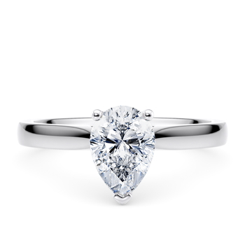 Contour in Or blanc set with a Taille poire cut diamant.