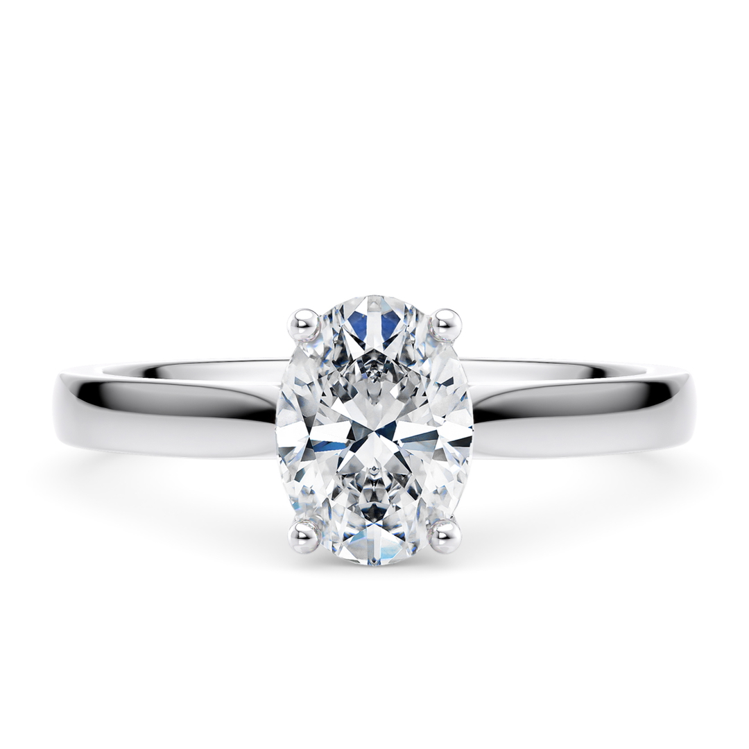 Engagement Ring in White Gold (9k) with Oval 1.56ct H SI1 Lab-Grown diamond
