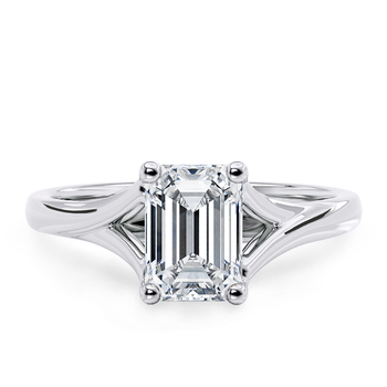 Hanover in Platinum set with a Emerald cut diamond.