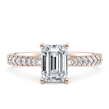 Kindrea in Rose Gold set with a Emerald cut diamond.