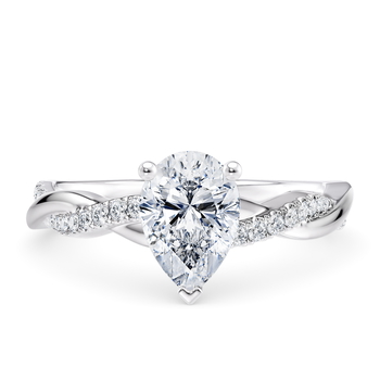 Pirouette in Oro blanco (9k) set with a Pera cut diamante.