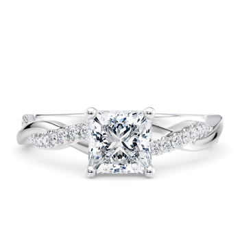 Pirouette in White Gold (9k) set with a Princess cut diamond.