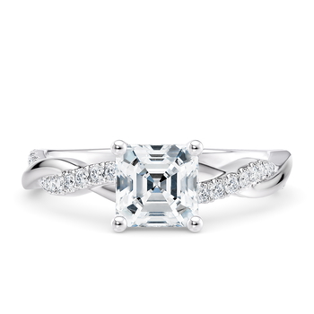 Pirouette in بلاتينيوم set with a آشر cut ماسة.