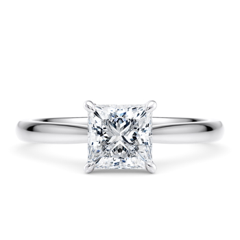 Lucia in White Gold (9k) set with a Princess cut diamond.