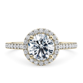 Aphrodite in Yellow Gold set with a Round cut diamond.