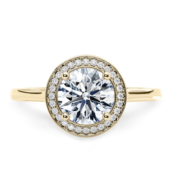 Minerva in Yellow Gold set with a Round cut diamond.