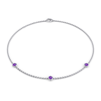 February Birthstone Bracelet - 3 stone in White Gold (9k)
