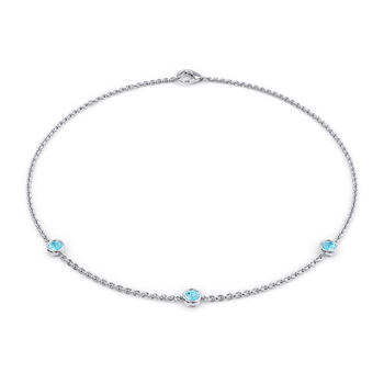 March Birthstone Bracelet - 3 stone in White Gold (9k)