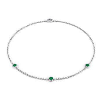 May Birthstone Bracelet - 3 stone in White Gold (9k)