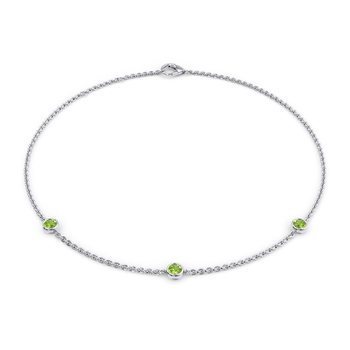 August Birthstone Bracelet - 3 stone in White Gold (9k)