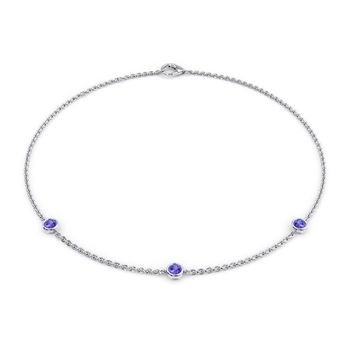 December Birthstone Bracelet - 3 stone in White Gold (9k)