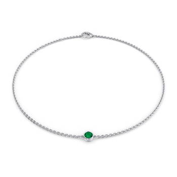 May Birthstone Bracelet - 1 stone in White Gold (9k)