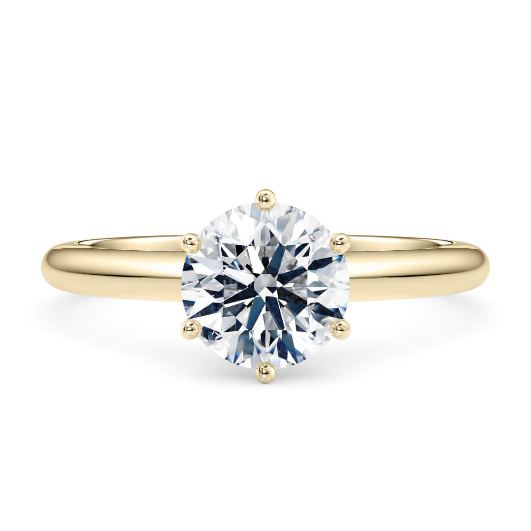 Diamond Ring - Yellow Gold (18k) with Round Cut Diamond (0.70ct)