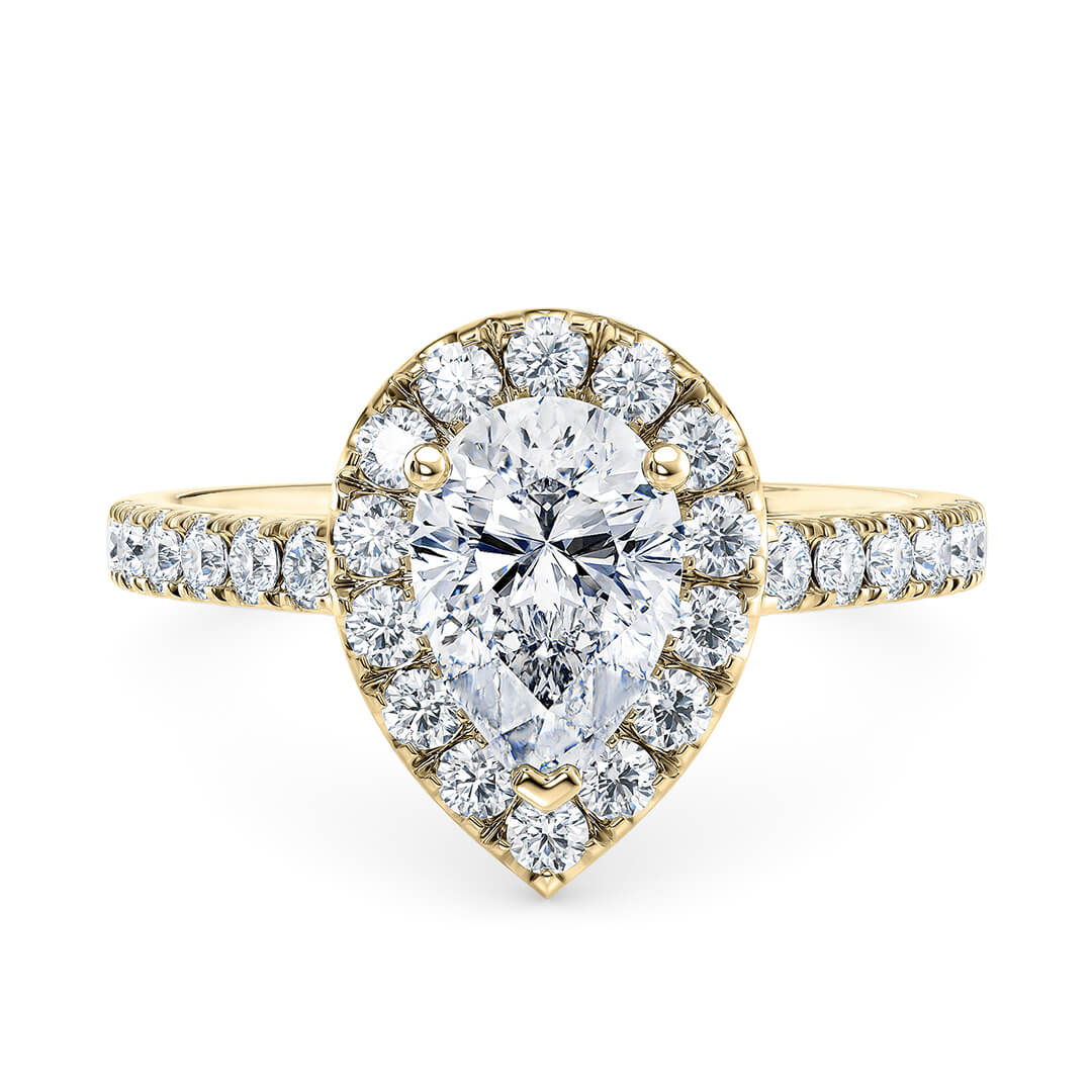 Diamond Ring - Yellow Gold (18k) with Pear Cut Diamond (0.32ct)