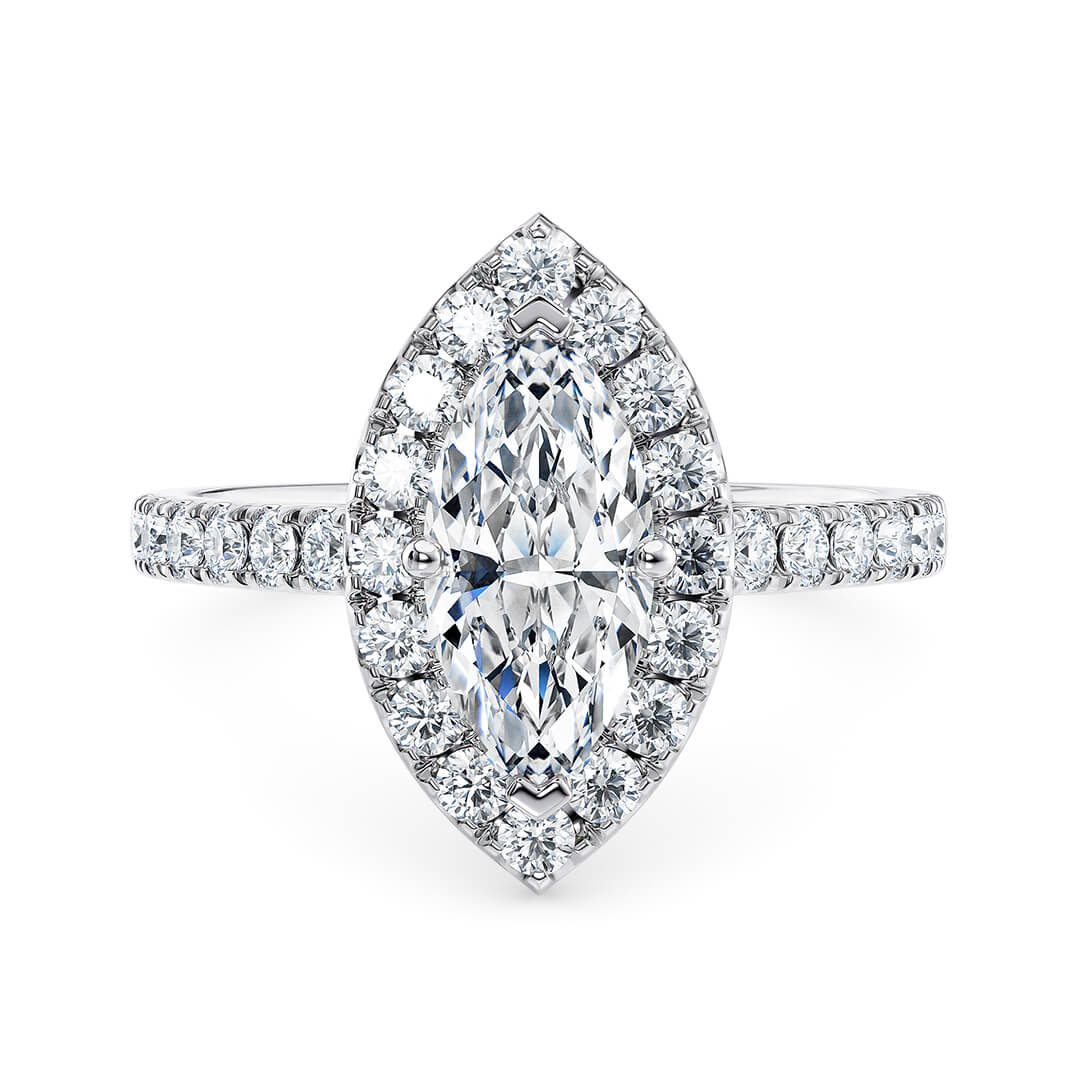 Diamond Ring – White Gold (18k) with Marquise Cut Diamond (0.30ct)
