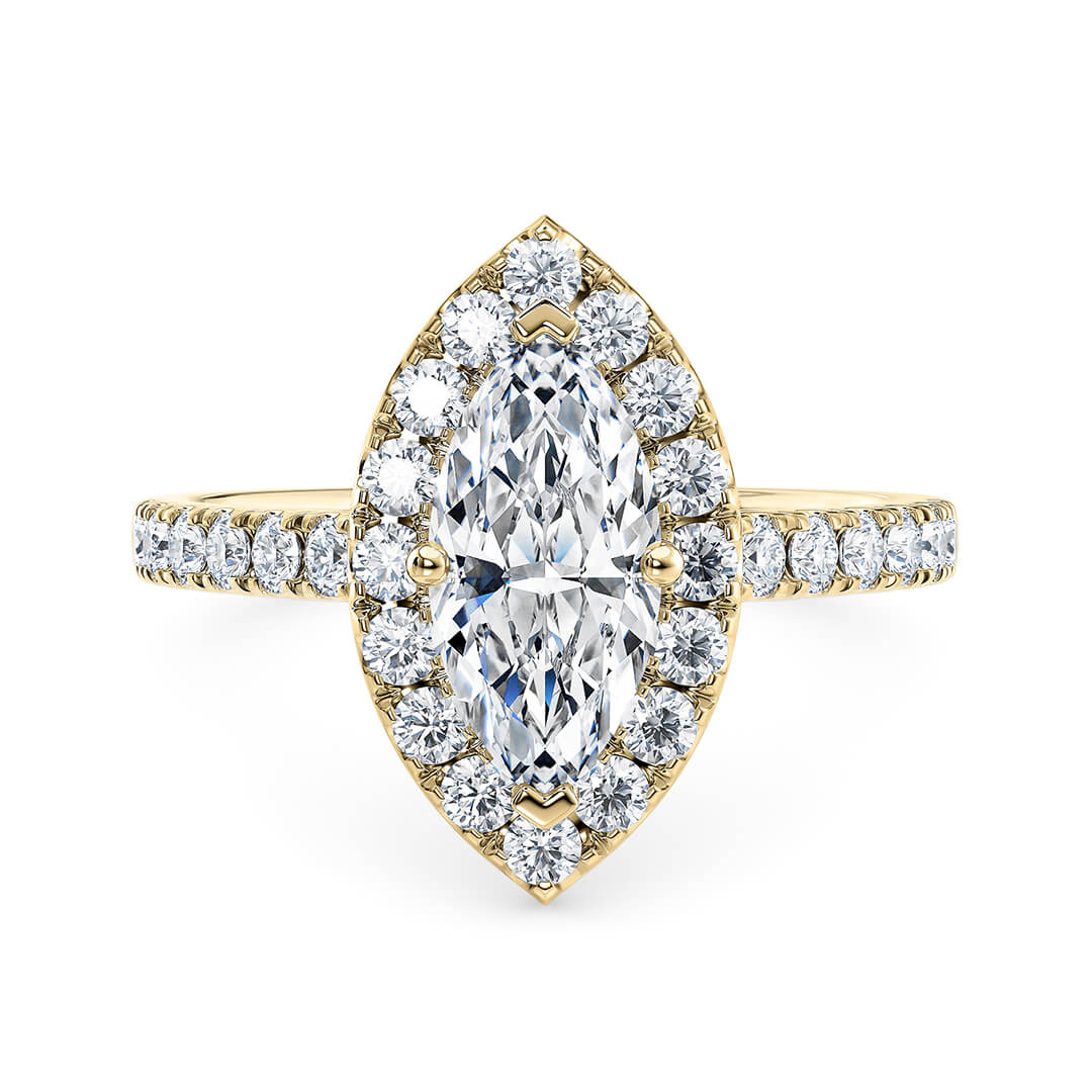 Engagement Ring in Yellow Gold (18k) with Marquise 1.06ct G VS2 Lab-Grown diamond