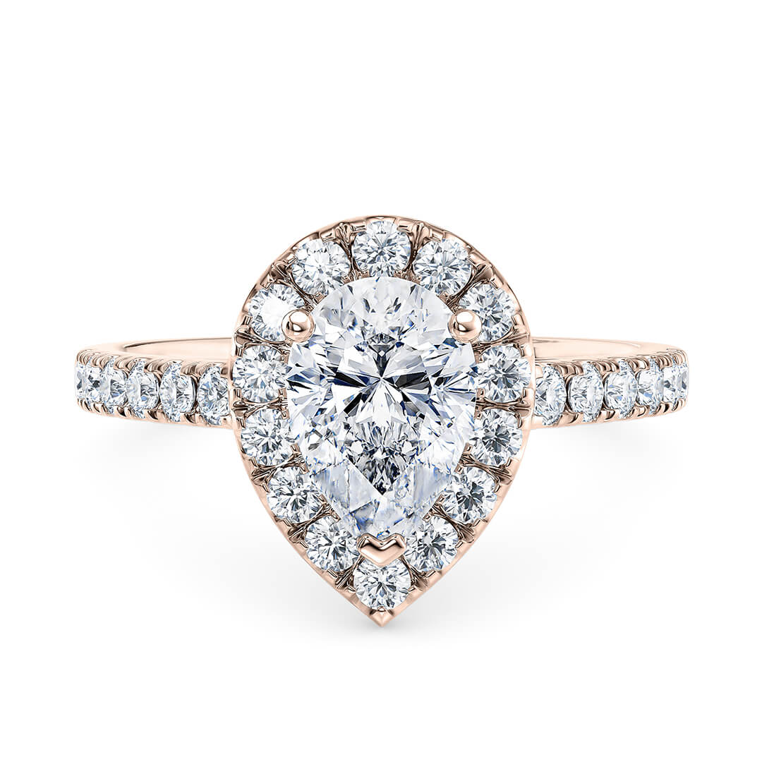 Engagement Ring in Rose Gold (18k) with Pear 0.46ct D VVS2 Lab-Grown diamond