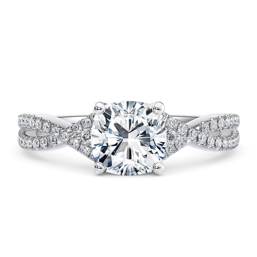 Diamond Ring – White Gold (18k) with Cushion Cut Diamond (0.31ct)