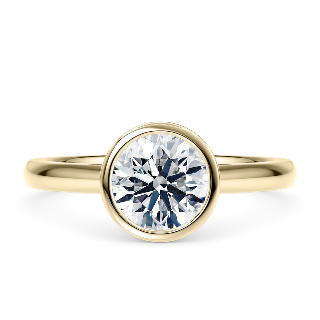 Engagement Ring in Yellow Gold (18k) with Round 0.42ct F SI1 Lab-Grown diamond